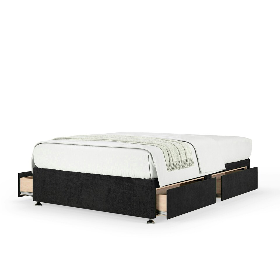 image 1 of Majestic 1000 Pocket Sprung Black Naples Velvet 4 Drawer Divan Set Super King