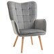 image 1 of HOMCOM Upholstered Tufted Wingback Armchair with Seat Padding, Grey