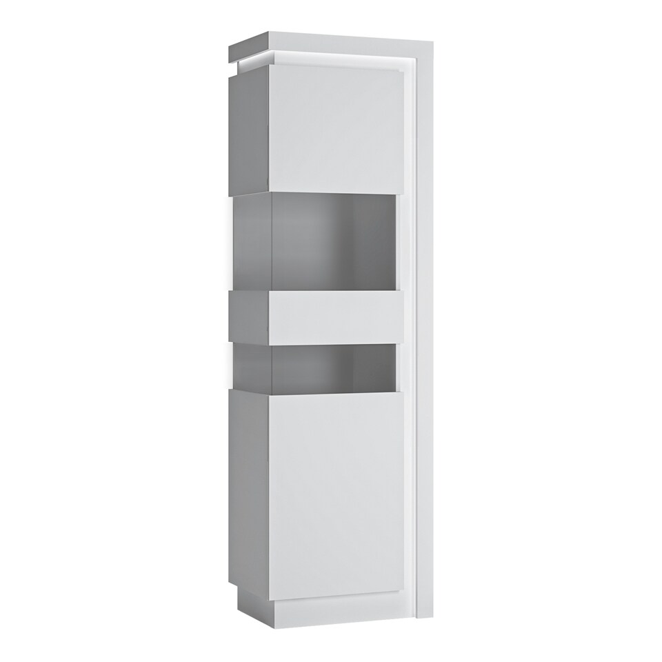 image 1 of Lyon Tall Narrow Display Cabinet (LHD) (including LED lighting) in White and High Gloss