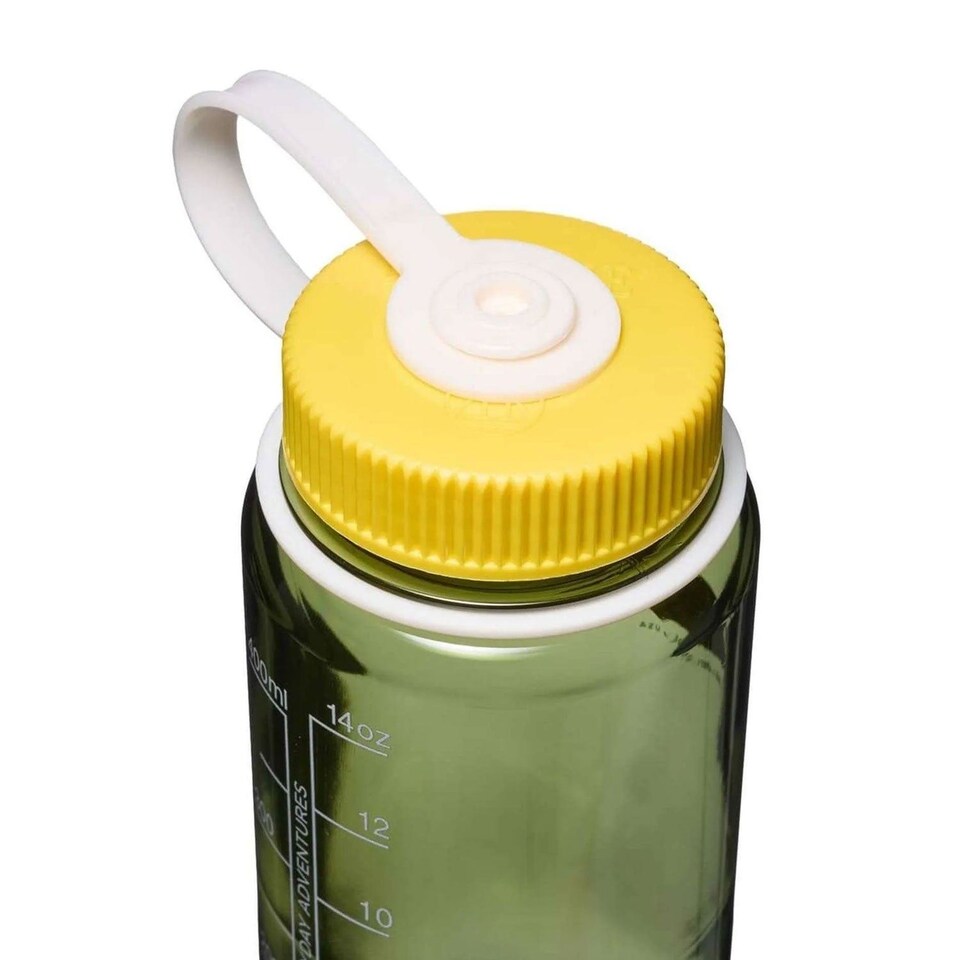 image 1 of Nalgene Wide Mouth 500ml Tritan Renew Water Bottle - Oil Green - Freesia Cap