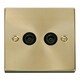 image 1 of SE HOME Satin / Brushed Brass 2 Gang Twin Coaxial TV Socket Black | Satin Brass