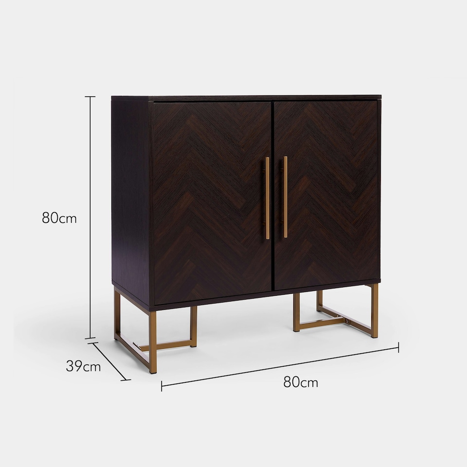 image 1 of Spinningfield Dark Wood 2 Door Storage Chevron Sideboard | Brown