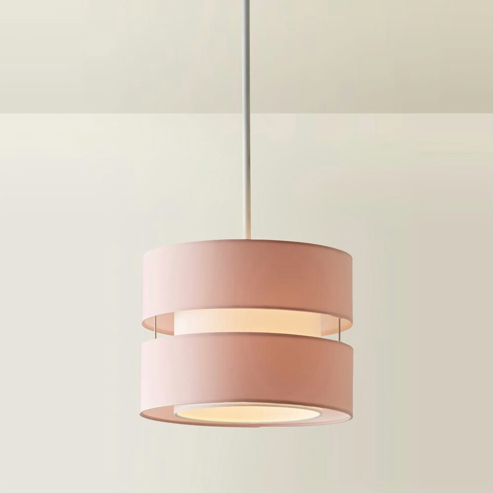 image 1 of ValueLights Sophia Large Easy Fit 2 Tier Pink Lamp Shade & Bulb