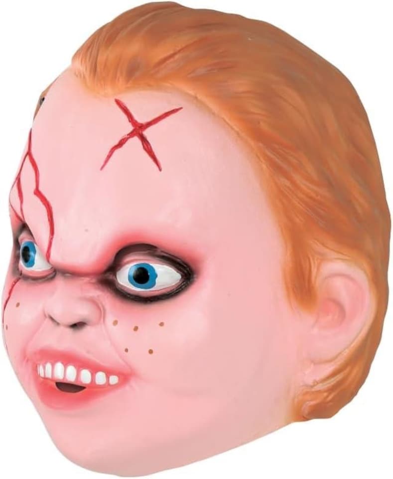 image 1 of Adult Horror Boy Chuckie Latex Mask for Halloween and Fancy Dress