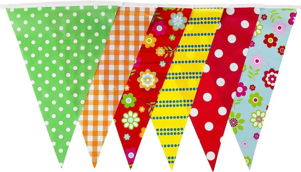 Multicoloured Shabby Chic Vintage Print Party Bunting 10m with 20 Pennants