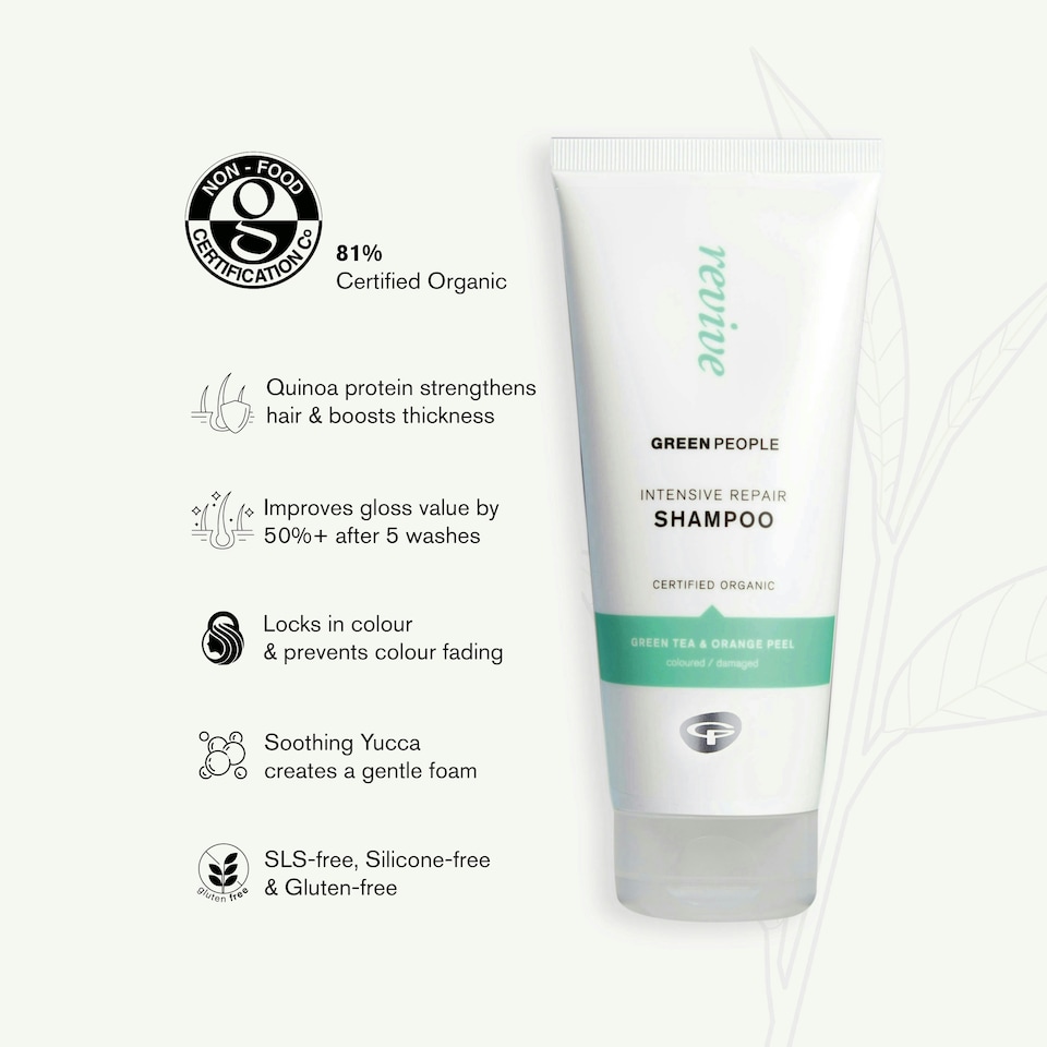 image 1 of Green People Intensive Repair Shampoo - For Coloured, Damaged Hair - Silicone & SLS Free, Natural, Organic & Vegan, 200ml | White