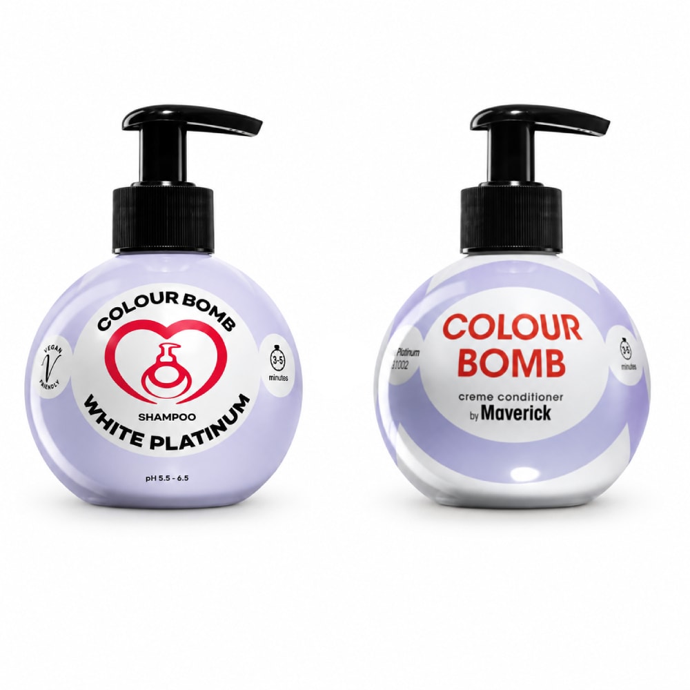 Colour Bomb White Platinum Purple Shampoo & White Platinum Colour Depositing Conditioner Set 2x250ml (FOR BLONDE HAIR)
