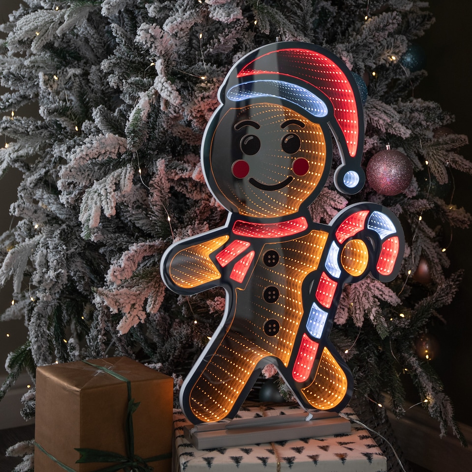 image 1 of 60cm Light up Gingerbread Man Infinity Christmas Decoration with LEDs