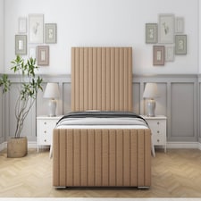 Sloomy Madison Latte Dumfries Bed Frame With Mattress With 50" Upholstered Headboard 4' Small Double