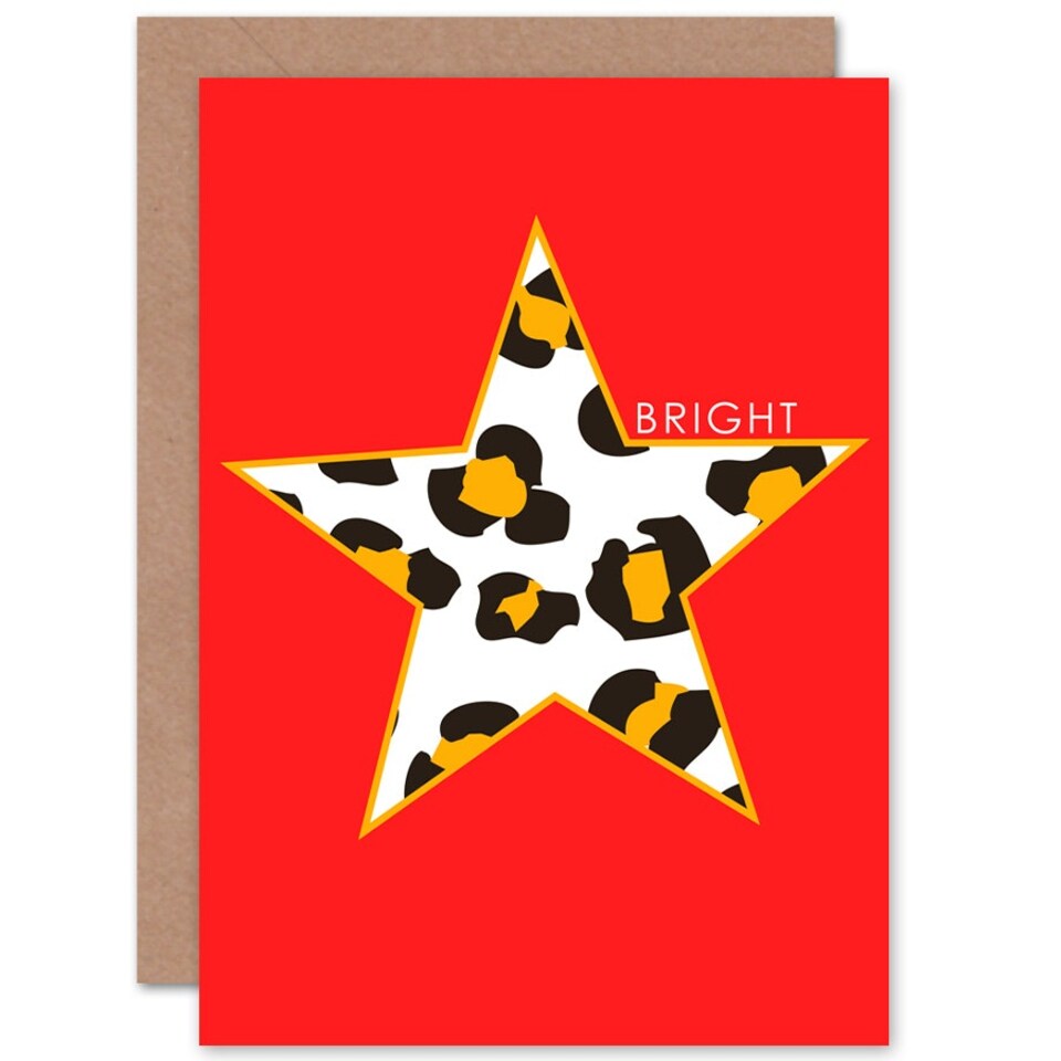 image 1 of Red Bright Inspirational Motivational Leopard Quote Card