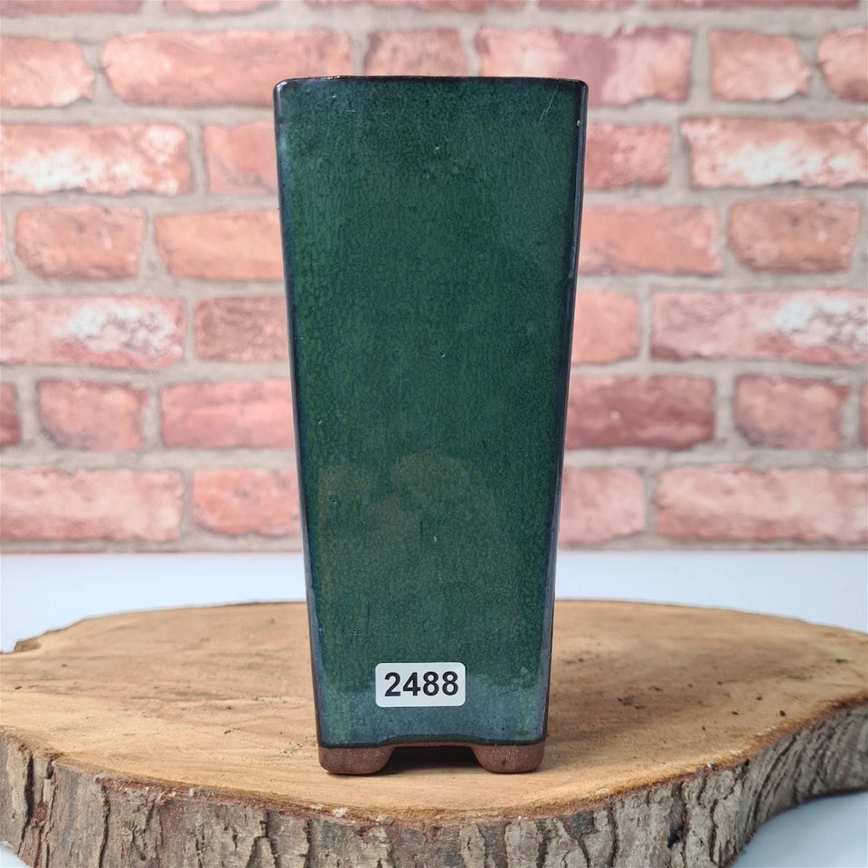 Yorkshire Bonsai 7cm Glazed Bonsai Pot Cascade 7cm x 15cm Dark Green