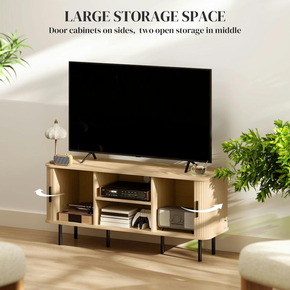 image 1 of HOMCOM TV Unit for Living Room, TV Stand, Oak Tone