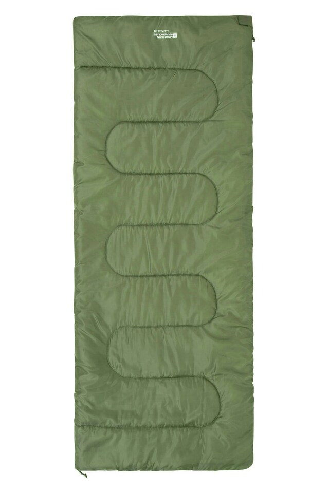 image 1 of Mountain Warehouse Basecamp Sleeping Bag Adult 2 Season Camping Hiking Winter | Green | Khaki