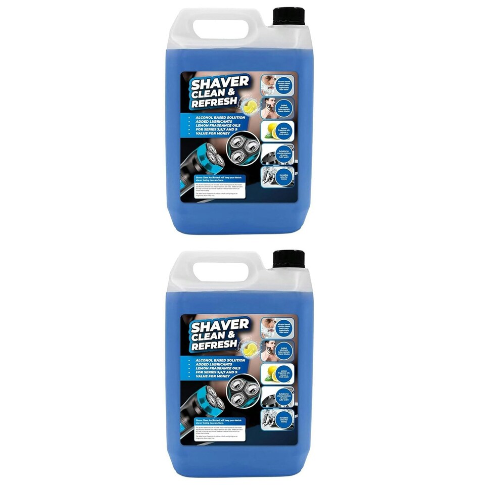 image 1 of 2 x 5L Shaver Clean & Refresh Cleaning Solution With Lemon Oils & Added Lubricants Removes Residual Hair & Skin Particles