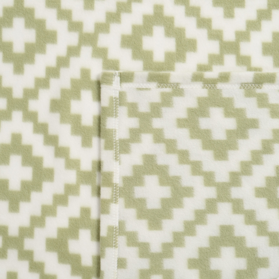 image 1 of OHS Geometic Grid Print Soft Polar Fleece Blanket Throw