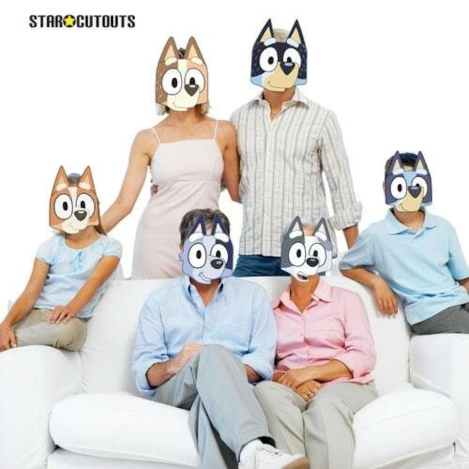 image 1 of Bluey Family Cardboard Face Masks - Pack of 6 | Blue