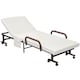 image 1 of HOMCOM Folding Bed with Mattress, Single Guest Bed, Portable Fold Bed with Adjustable Backrest, Metal Frame on Wheels, White, 190 x 76 cm