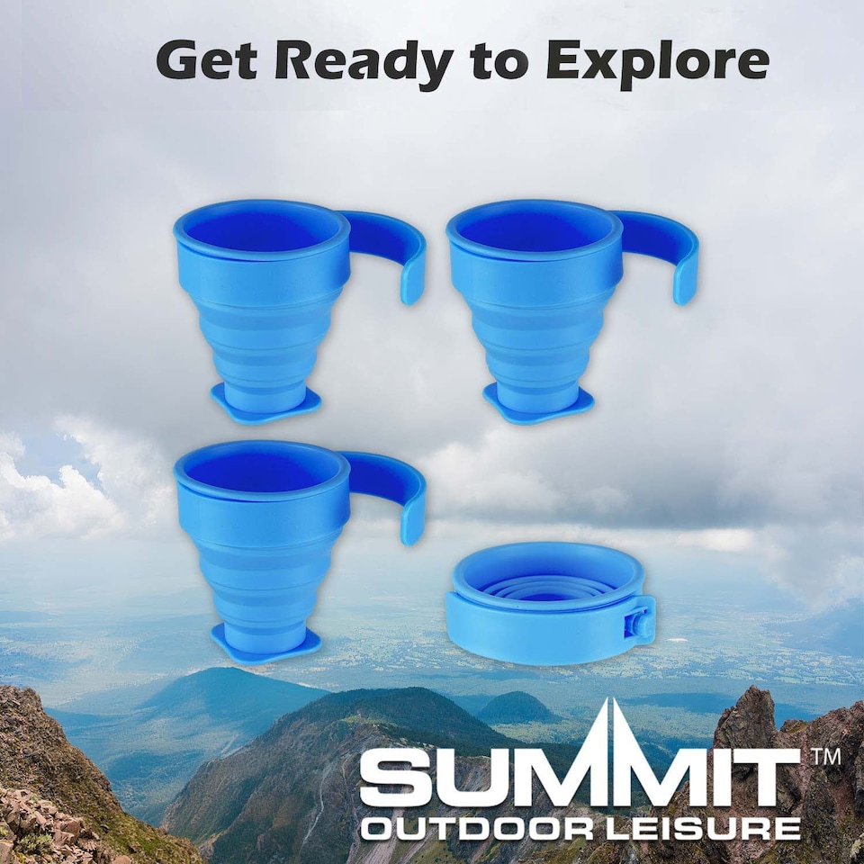 image 1 of PMS Folding Silicone Mugs 4-Pack - Blue, 8cm x 8.5cm