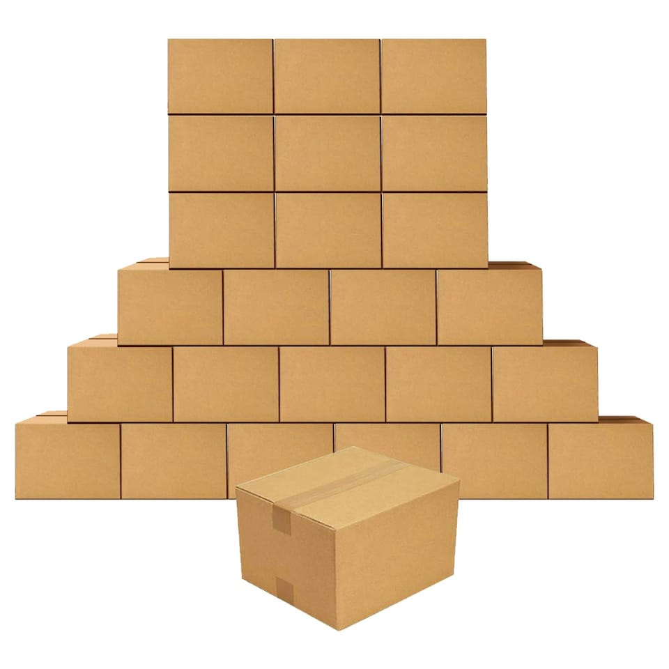 image 1 of 25 x Single Wall 18 x 12 x 12" (457x305x305mm) Strong Cardboard Shipping Boxes For House Moving & Storage Brown