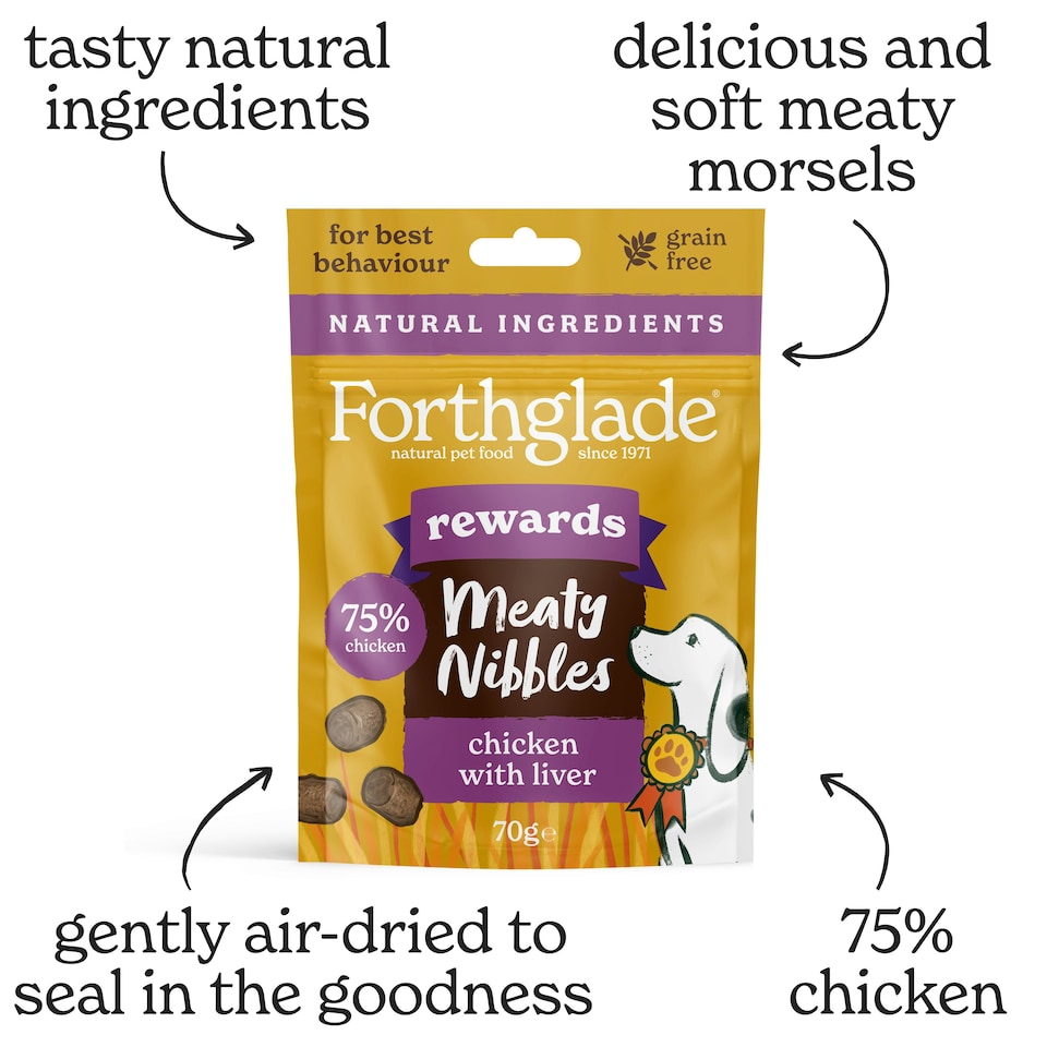 image 1 of Meaty Nibbles Chicken & Liver Dog Treats (4x70g)