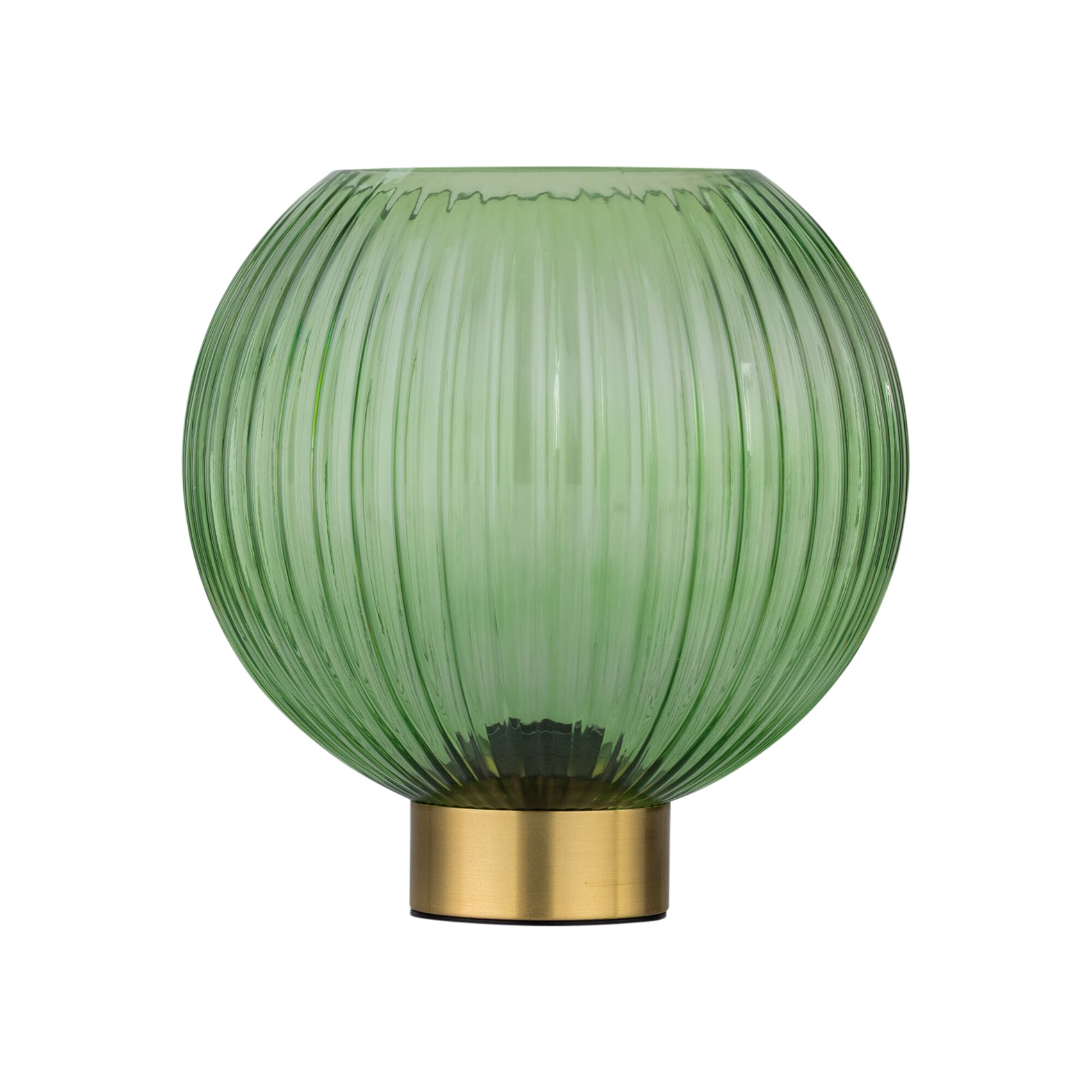 First Choice Lighting Betchley - Battery Operated Satin Brass Lamp with Green Glass in Gold