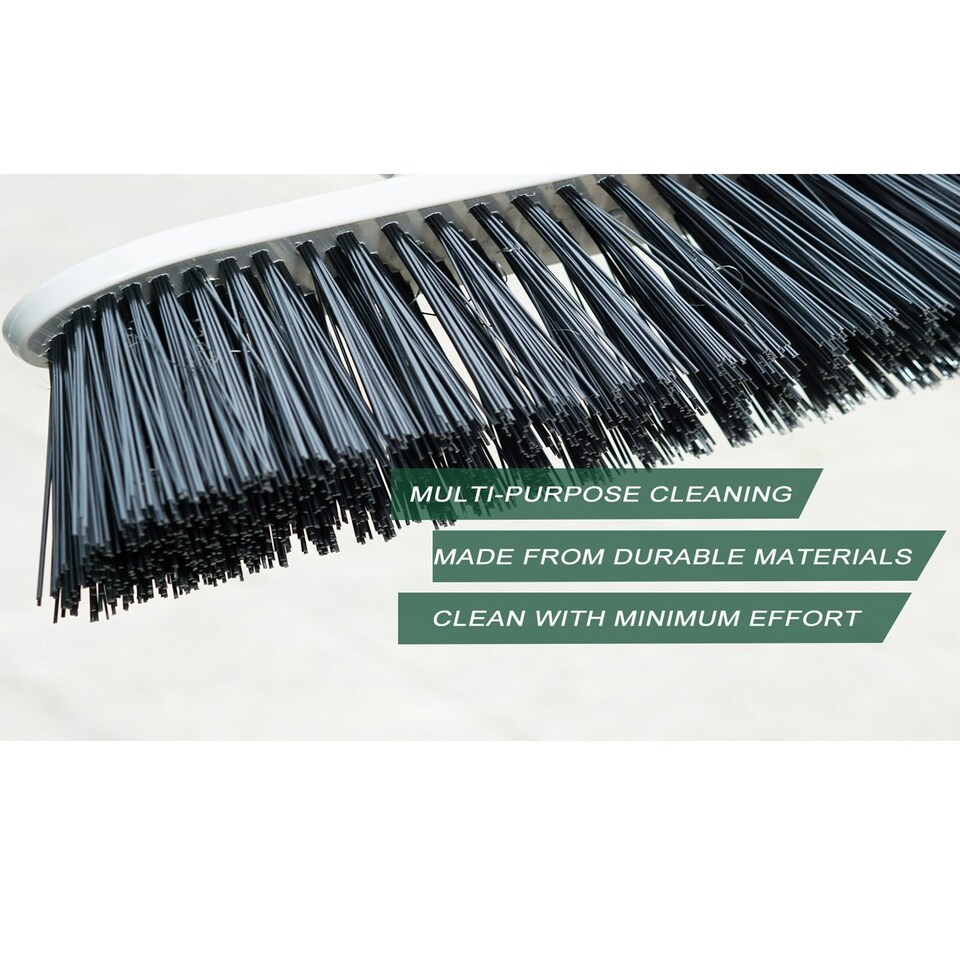 image 1 of Heavy Duty Stainless Steel Broom with Handle Outdoor Garden Hard Bristle Brush