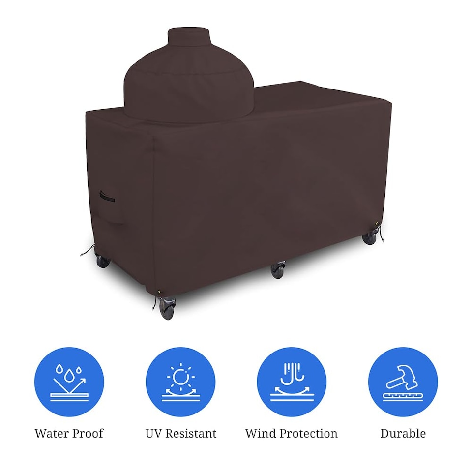 image 1 of Covers&All Big Egg Grill Cover, 12 Oz Waterproof UV & Weather Resistant, PVC Coated Outdoor Cover, 60 in L x 36 in D x 50 in H, Coffee