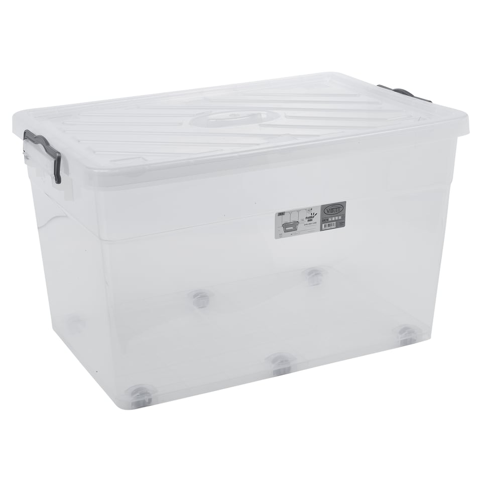 image 1 of URBNLIVING Clear Plastic Storage Box With Lid | Clear | 70 Litre - 2 Boxes