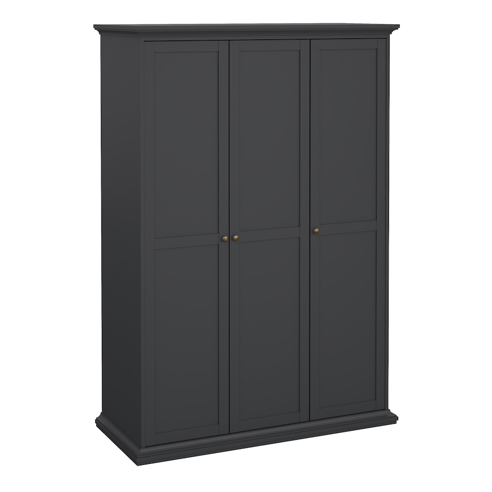image 1 of Paris Wardrobe with 3 Doors in Matt Grey