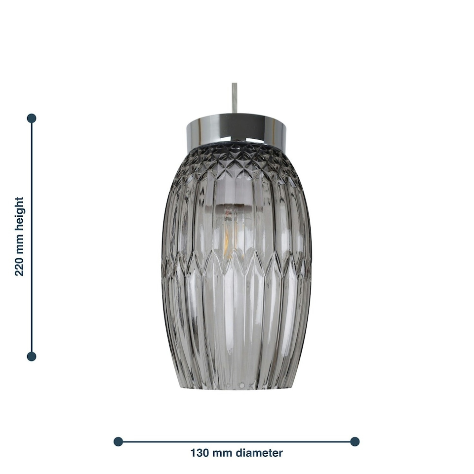 image 1 of Set of 2 Facet - Chrome with Smoke Faceted Glass Pendant Shades Clear | Chrome