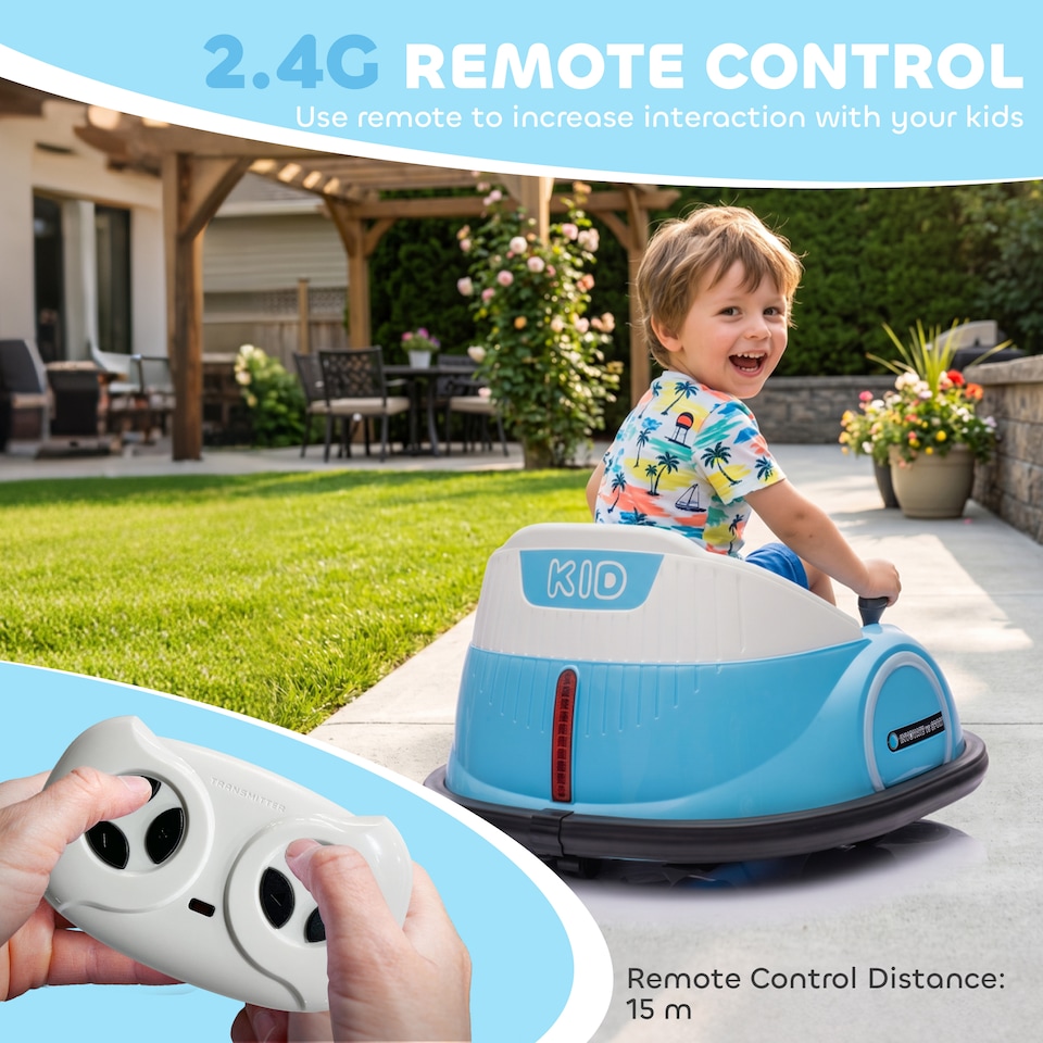 image 1 of AIYAPLAY 360 Rotation 12V Kids Bumper Car w Remote Control