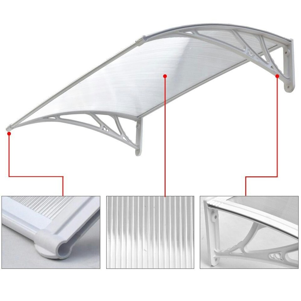 image 1 of Yaheetech 120 cm x 76 cm Front Door Canopy Outdoor Awning Black White