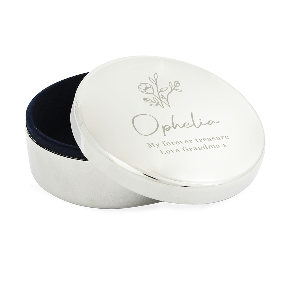 image 1 of Personalised Floral Round Trinket Box