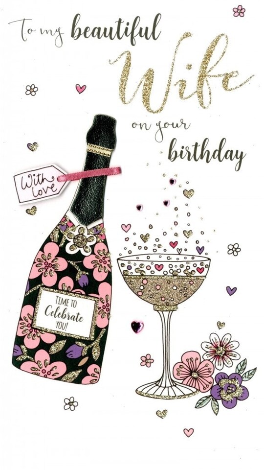 image 1 of To My Beautiful Wife On Your Birthday With Love Handmade Card