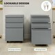 image 6 of Vinsetto 3-Drawer Filing Cabinet, Mobile Metal File Cabinet with Lock and 5 Wheels for A4 Legal Letter Sized Hanging File Folders, Under Desk Drawers, Pre-Assembled Body, 39 x 48 x 60 cm, Grey