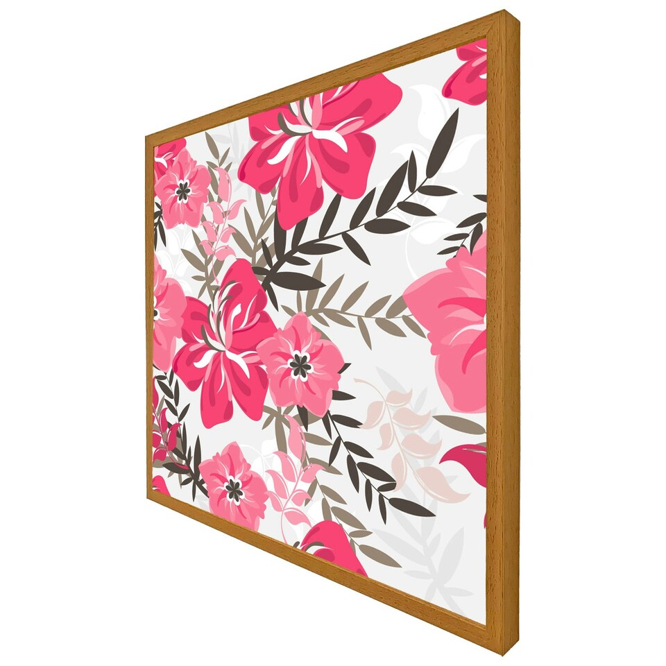 image 1 of Red & pink floral (Picutre Frame) Brown | Oak | M