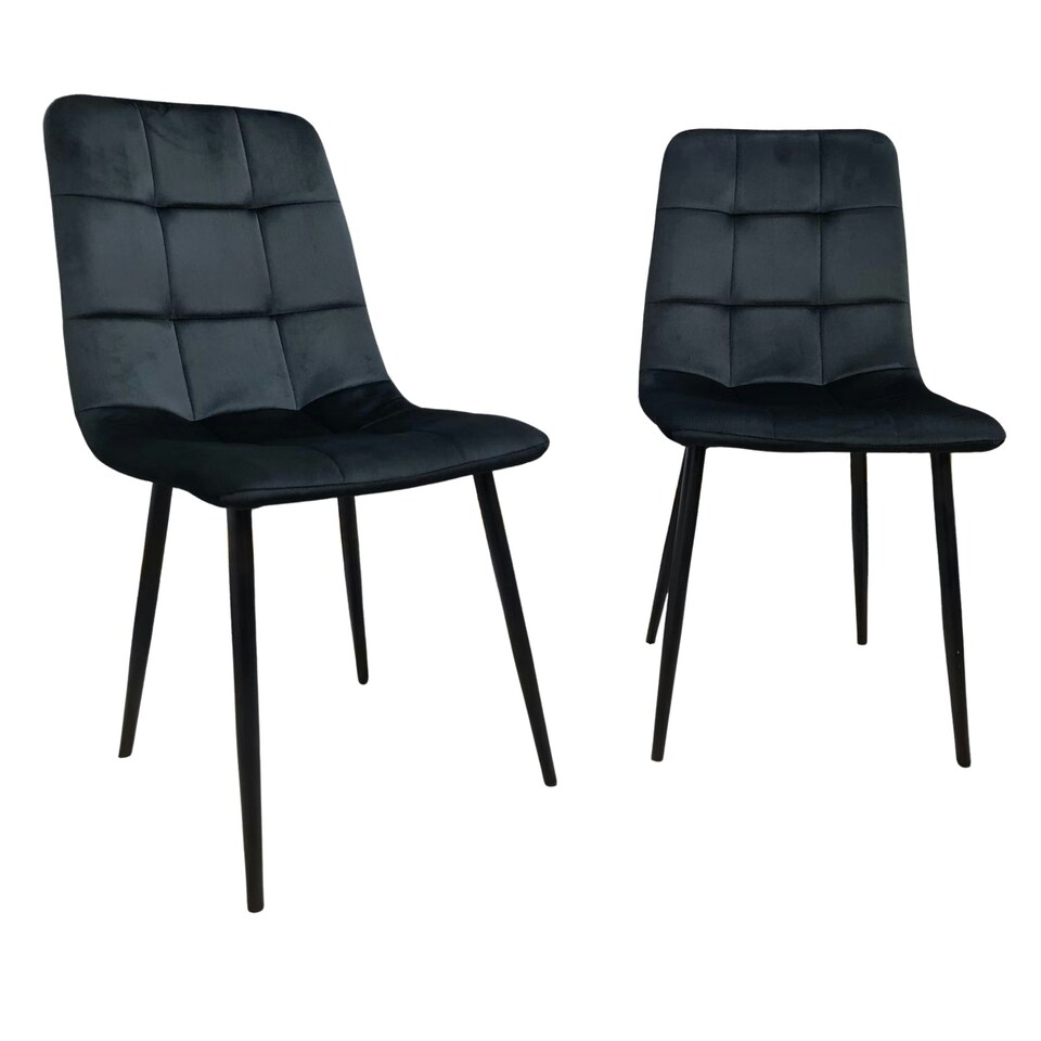 image 1 of Dining Chairs Set of 2 Black Velvet Kitchen Chairs Black