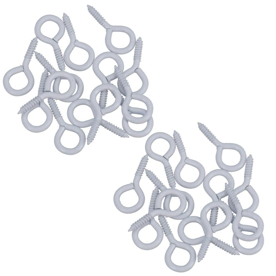 image 1 of Screw Eye Hooks Fasteners Picture Curtain Hanger 8mm Hook 30mm Length 28pc