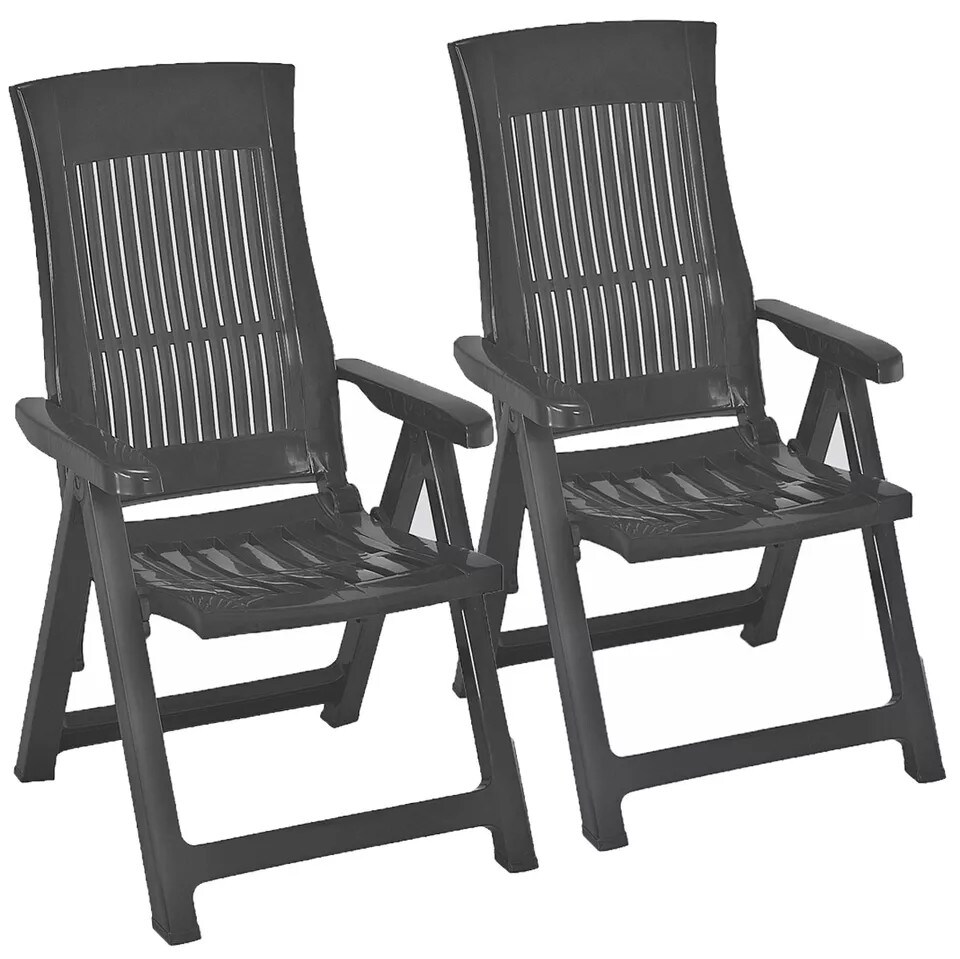 image 1 of 5-Position Foldable Lounge Chair | Black | Anthracite & Set of 2 | Not provided | 2