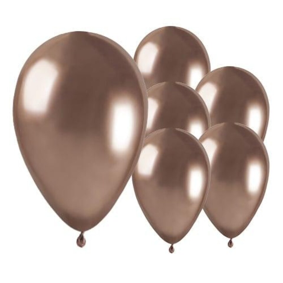image 1 of Shiny Rose Gold Bio Latex Balloons 33cm / 13 in - Pack of 6