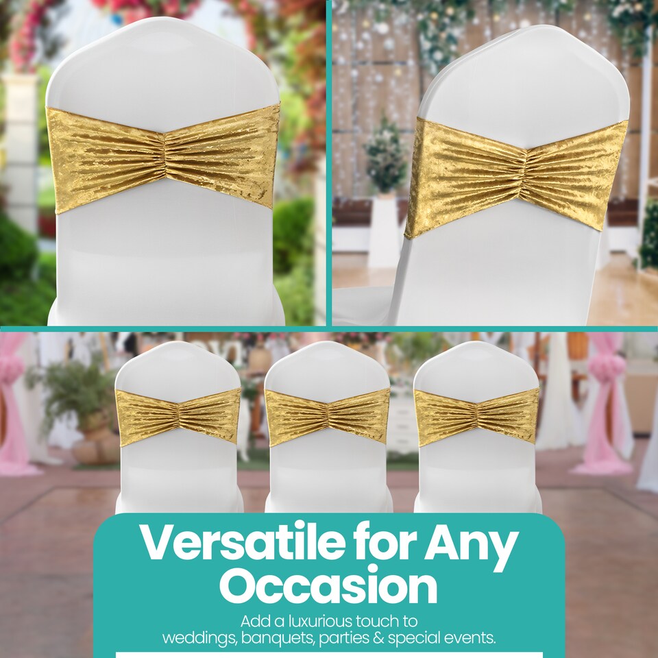 image 1 of Crushed Velvet Chair Band, Glitz Shiny Fabric Sashes - 10pcs