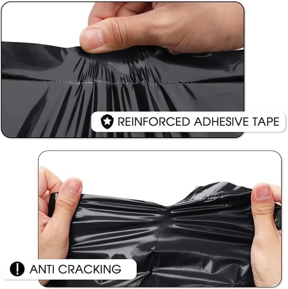 image 1 of KAV Black Mailing Postal Bags 100 Pack - Strong Poly Mailers, Tear Resistant, Waterproof Courier Bag (25 x 42 CM / 10" x 16.5")