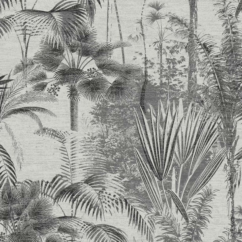 image 1 of Sublime JUNGLE TEXTURE MONO Wallpaper | Black | Black | 10m Length x 52cm Width