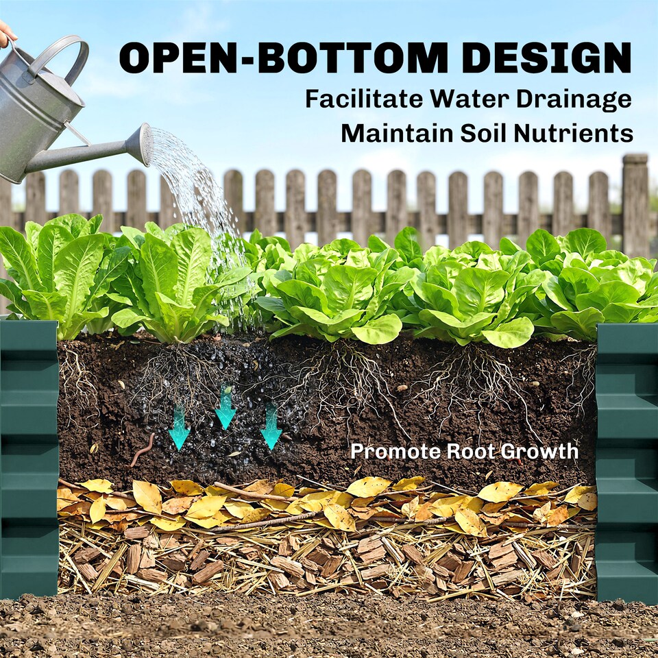 image 1 of Outsunny Raised Garden Bed Metal Patio Backyard Flower Vegetable Planter Green