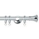 image 1 of 35mm Fixed Length Metal Curtain Pole Set Chrome Trumpet Finial 100cm | Silver | Silver