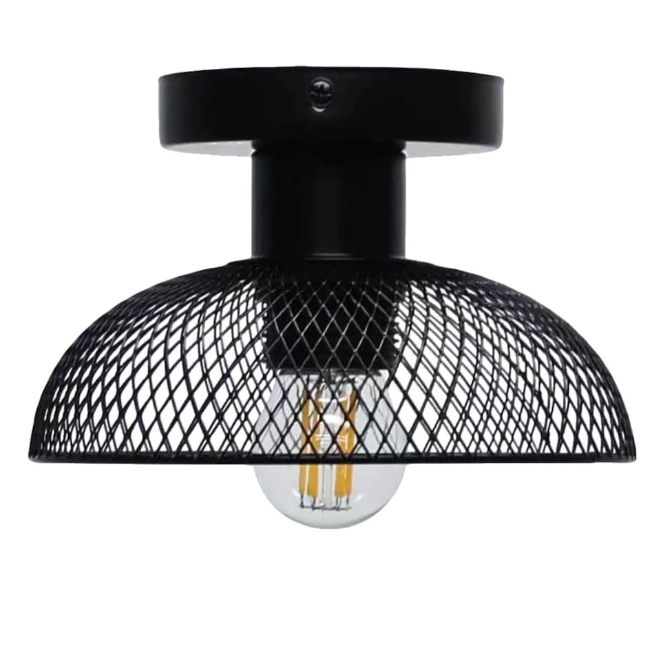 image 1 of Cassidy - Small Black Mesh Ceiling Flush Light | Black | 1