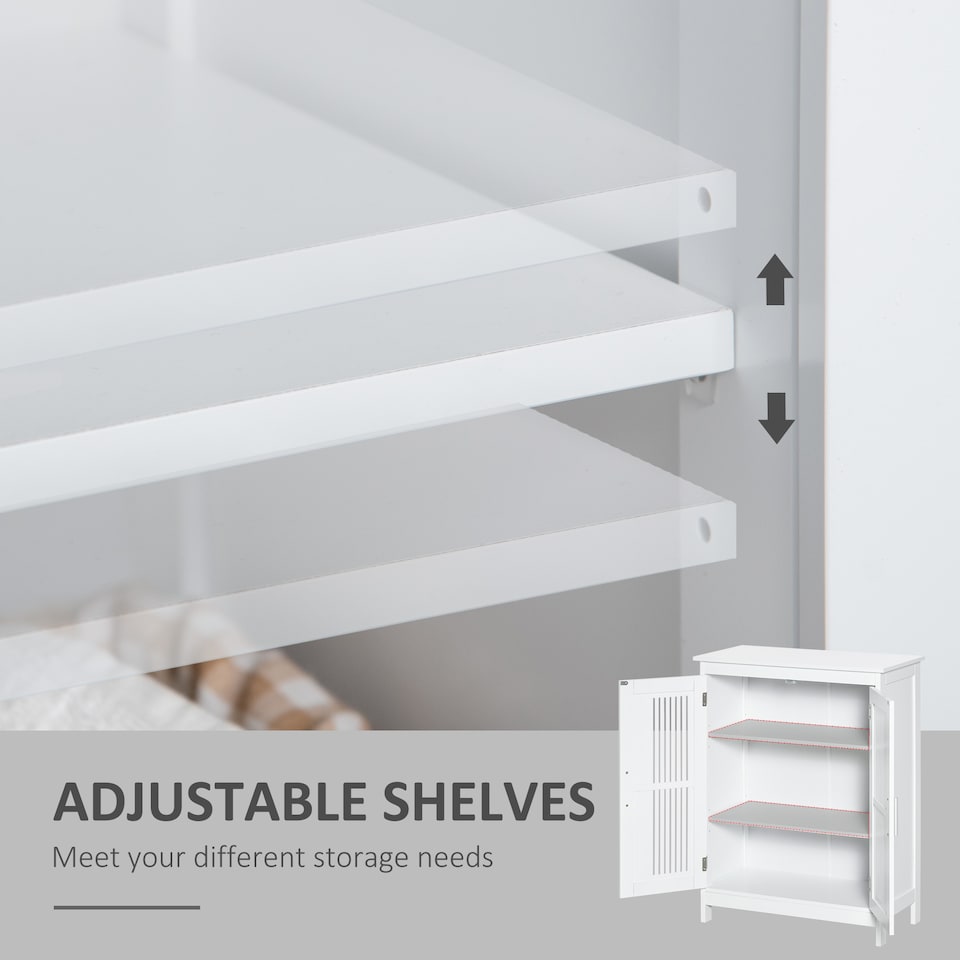 image 1 of kleankin Narrow Bathroom Cabinet, Slim Bathroom Storage Unit with Adjustable Shelves, Freestanding Storage Cupboard 60 x 30 x 80 cm, White | White | White