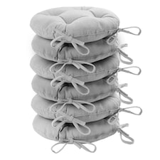 Harbour Housewares Round Garden Chair Seat Cushions - Grey - Pack of 6