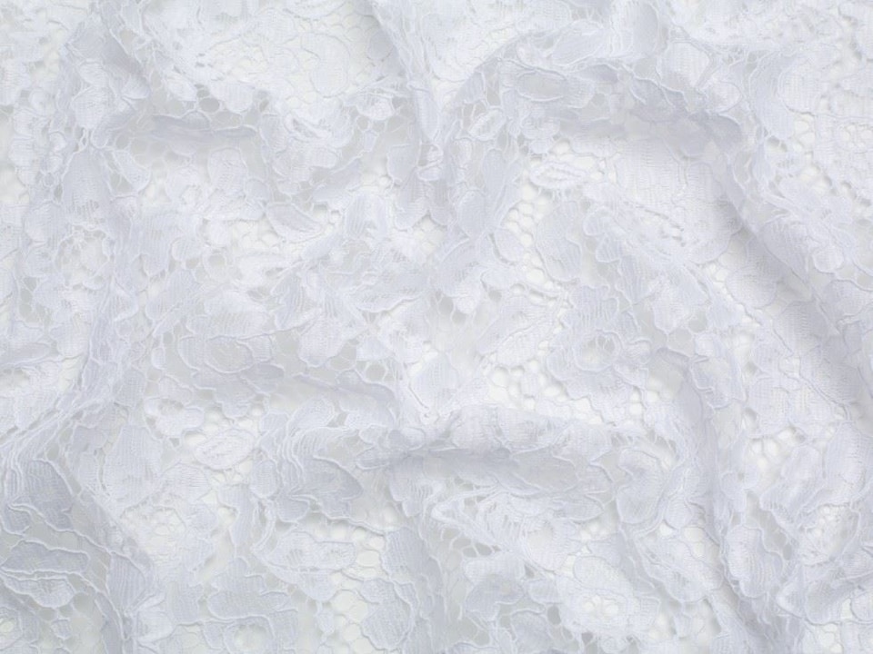 Minerva Core Range White Corded Lace Fabric for Bridal, Dressmaking, 146cm / 57" Wide - per metre
