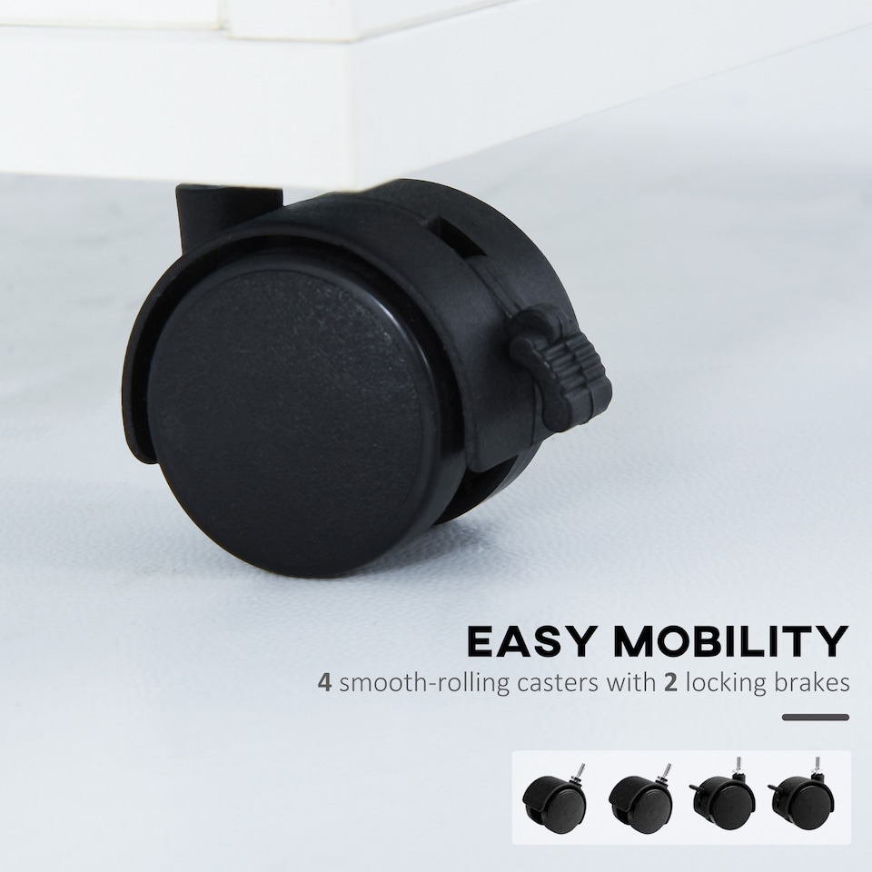 image 1 of HOMCOM 60cm Filing Cabinet with Drawer, Open Shelf, Metal Handles and 4 Wheels, Office Home Organiser Mobile Printer, White